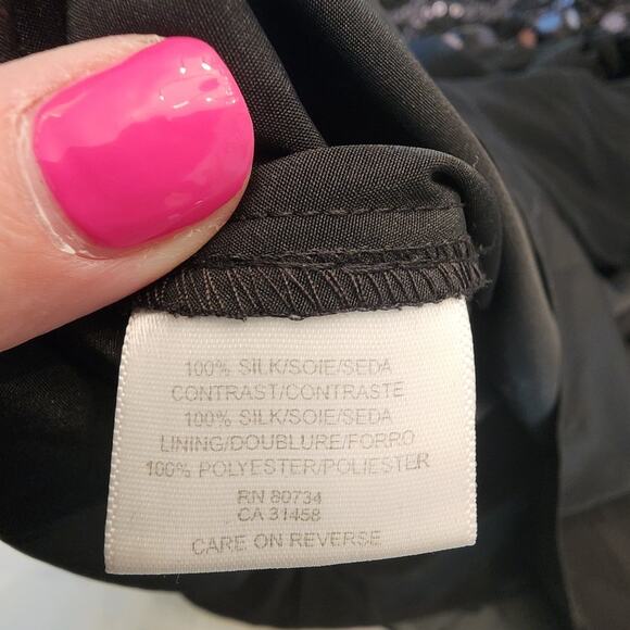 BCBG Maxazria Black Silk Beaded Cocktail Dress SZ 6P New Year's Eve Party - Picture 8 of 10